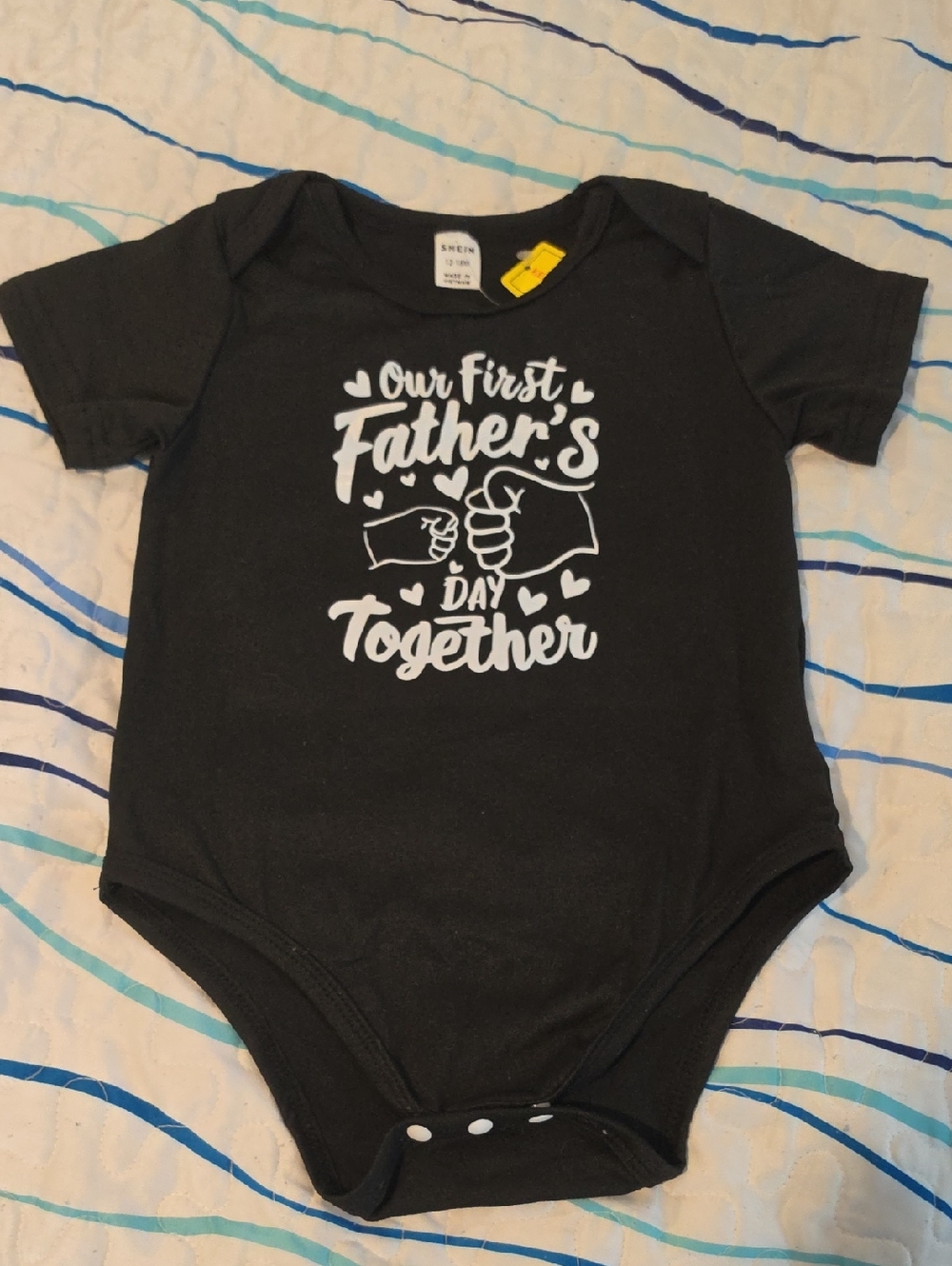 Black Baby One-Piece Bodysuit - Our First Father's Day Together